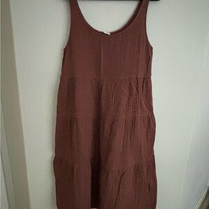 Wilfred Sleeveless Tiered Maxi Dress in Deep Brown